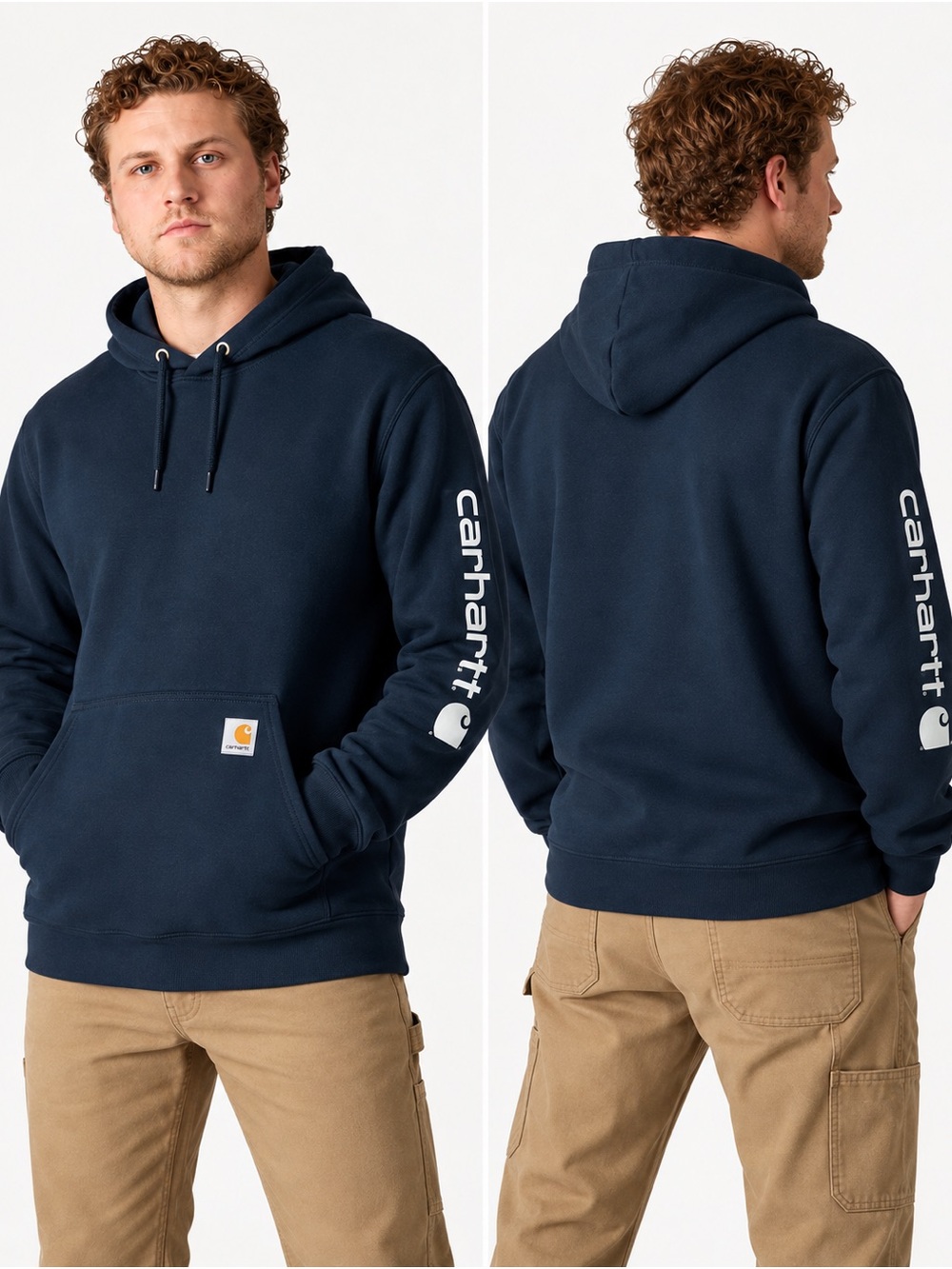 NWT Carhartt Loosefit Midweight K288 Logo Graphic Sweatshirt Hoodie in Navy